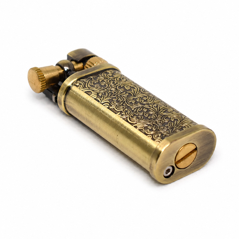 Gasoline Wick Lighter for tobacco pipes Made from Antique Bronze-colored metal