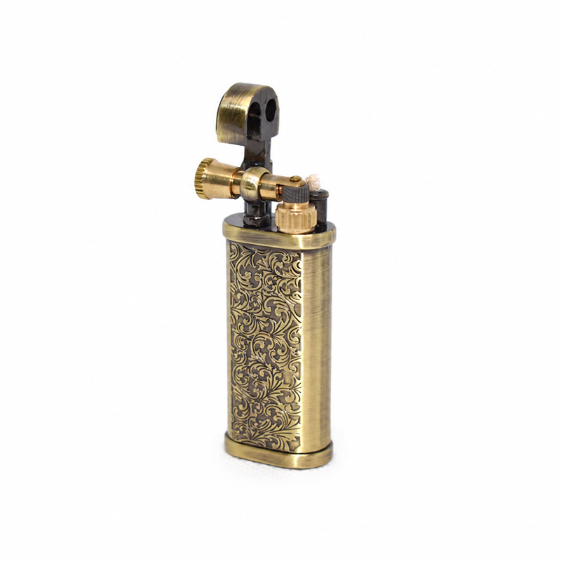 Gasoline Wick Lighter for tobacco pipes Made from Antique Bronze-colored metal