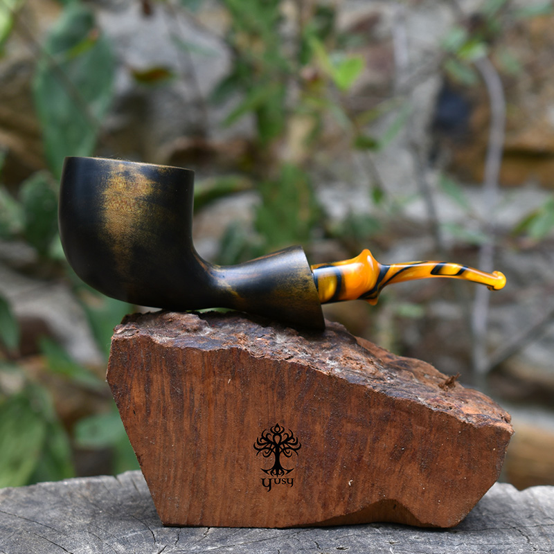 Pipa de tabaco Freehand Green Smoked con Boquilla Acrílica Lava