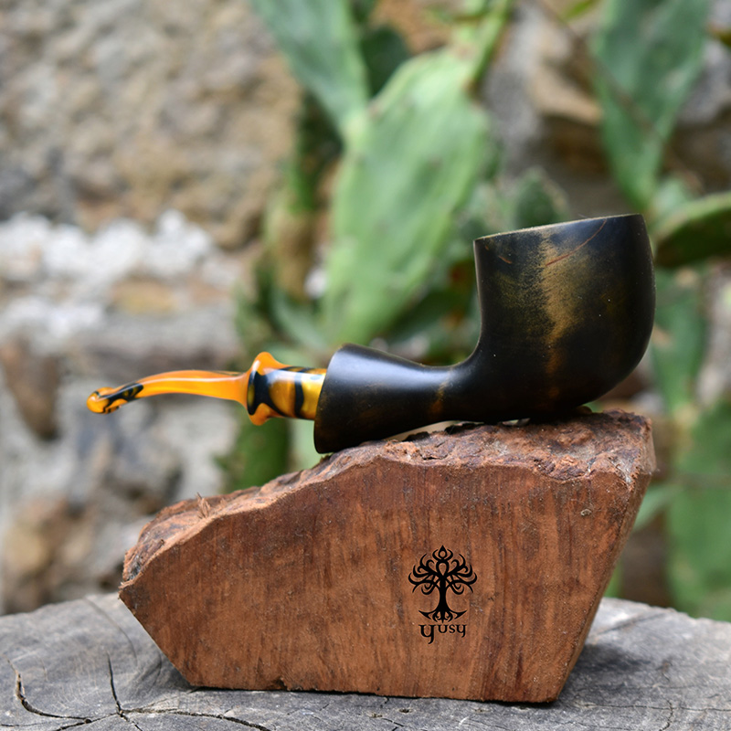 Pipa de tabaco Freehand Green Smoked con Boquilla Acrílica Lava