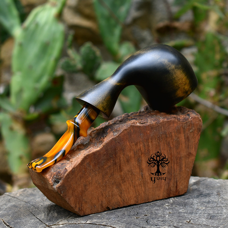 Pipa de tabaco Freehand Green Smoked con Boquilla Acrílica Lava