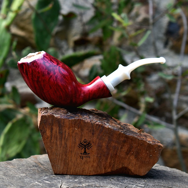 Pipa artesanal Acorn/Egg Rosa Oscuro con boquilla blanca
