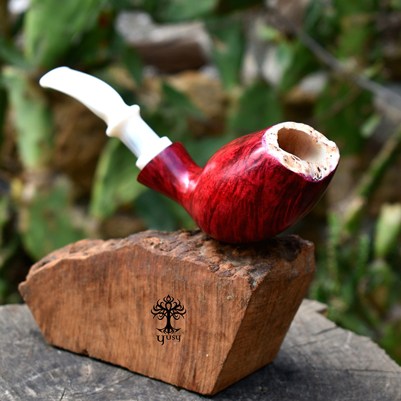 Handcrafted Acorn/Egg Tobacco Pipe with White Stem