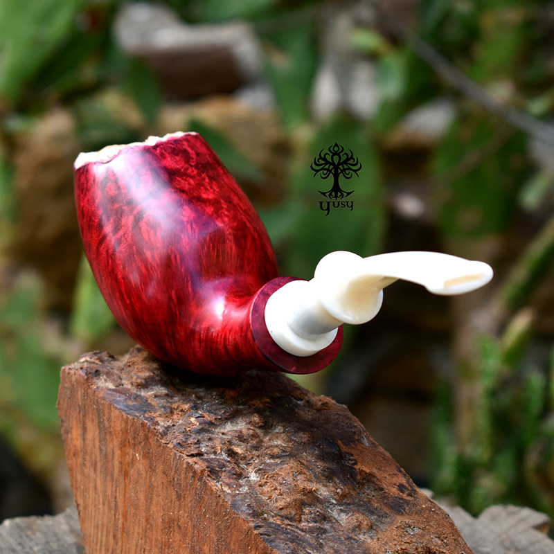 Handcrafted Acorn/Egg Tobacco Pipe with White Stem