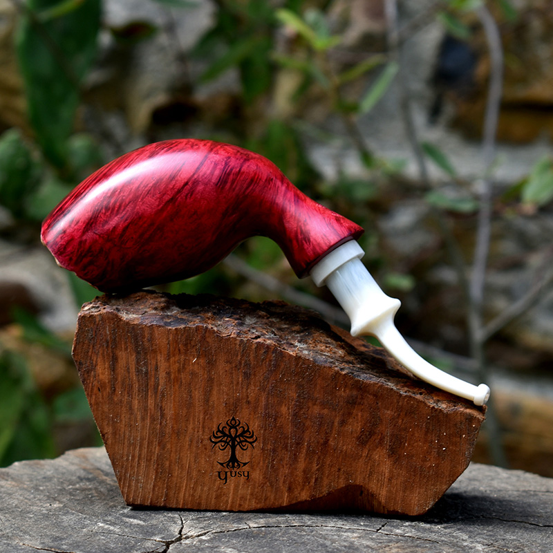 Handcrafted Acorn/Egg Tobacco Pipe with White Stem