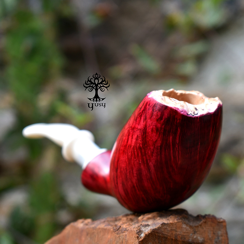 Handcrafted Acorn/Egg Tobacco Pipe with White Stem