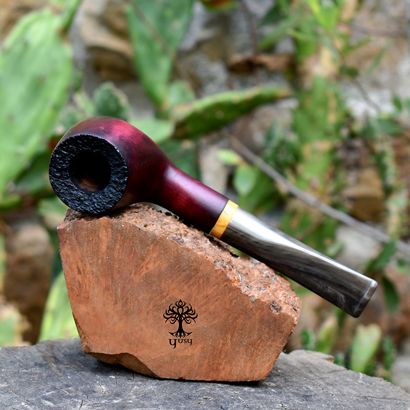 Pipa para tabaco modelo Billiard en color rosa oscuro ahumado