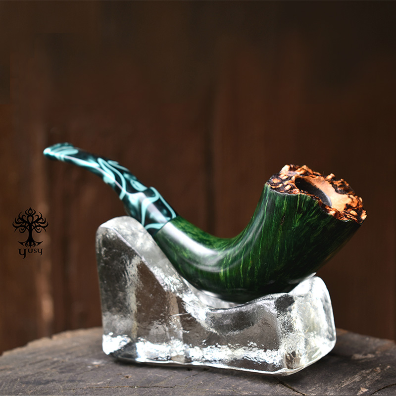 Pipa para tabaco Freehand modelo Horn color verde esmeralda