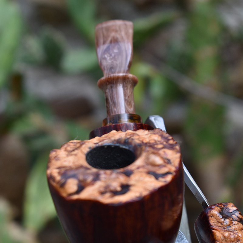 Handcrafted Freehand Contrast tobacco pipe with a natural rim