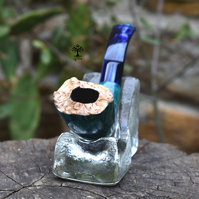 Freehand Tobacco pipe horn model Turquoise