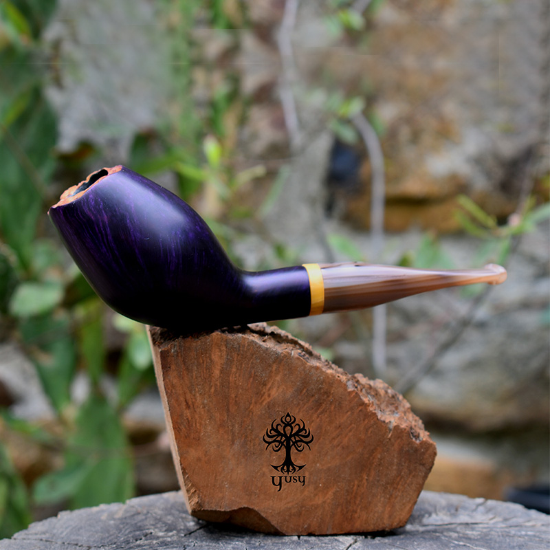 Handmade Freehand Acorn Briar Tobacco Pipe with Purple Contrast Stain