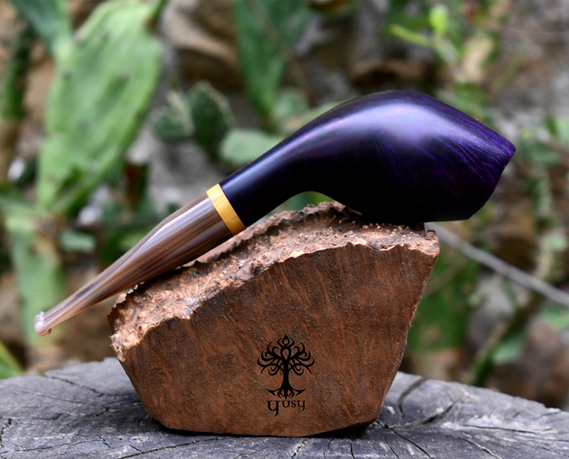 Handmade Freehand Acorn Briar Tobacco Pipe with Purple Contrast Stain