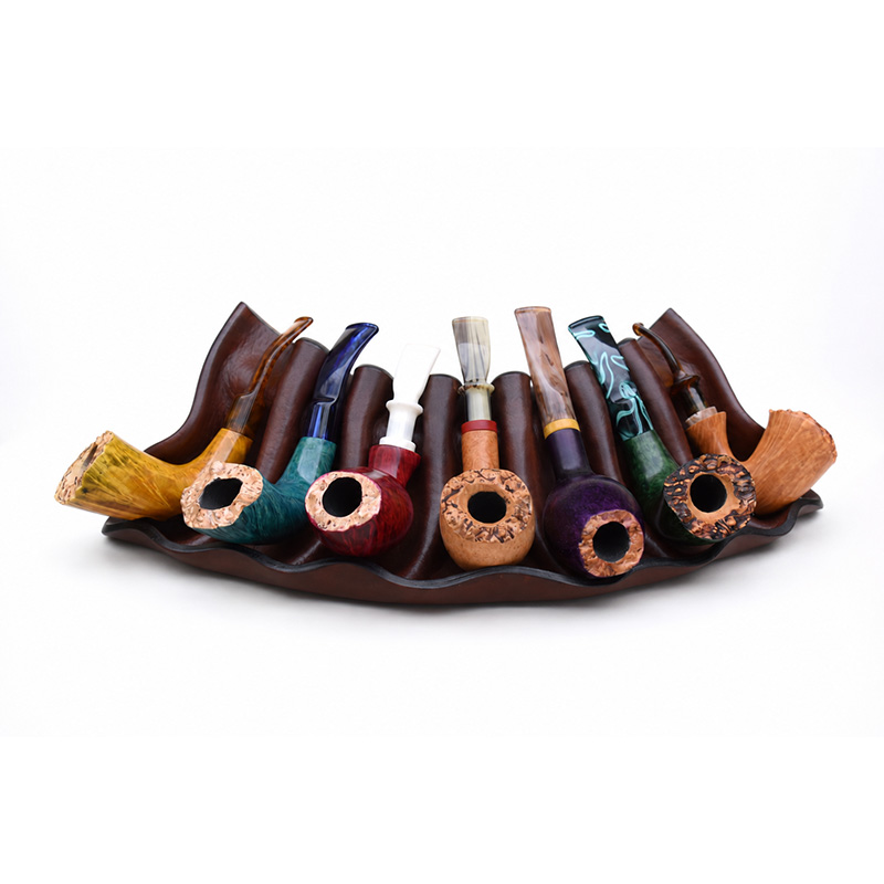 Vintage LAR Italian Leather Pipe Stand for 7 Pipes Mid-Century Design