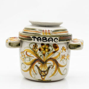 Vintage Keraluc Quimper tobacco jar with 5 integrated pipe holders.