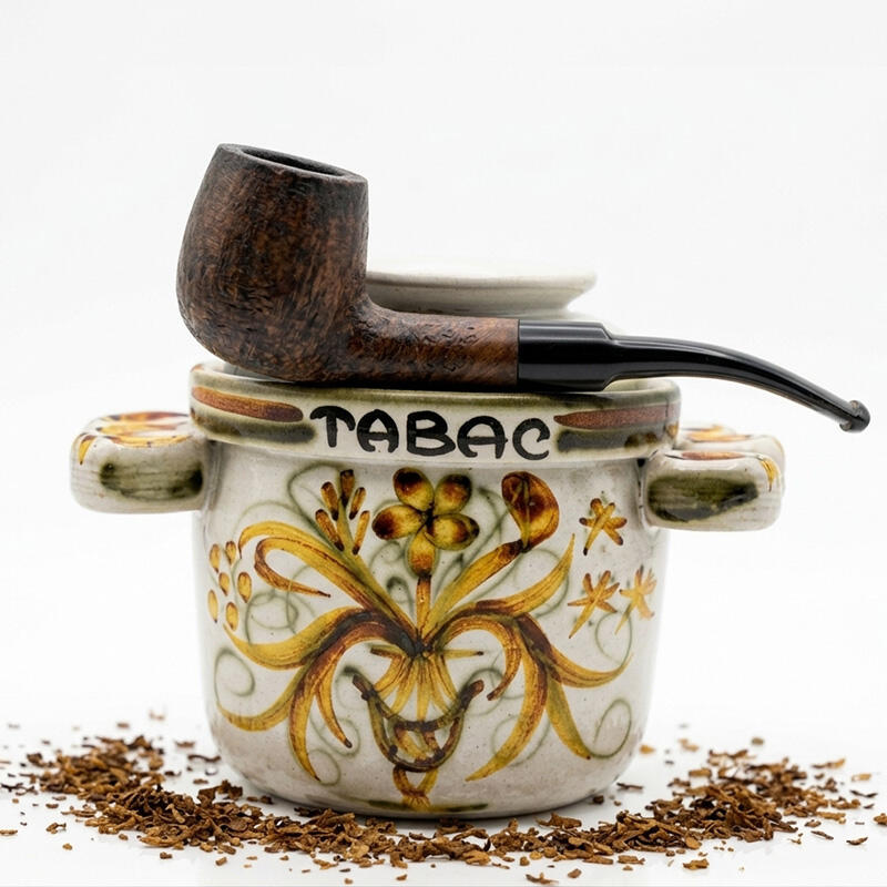 Vintage Keraluc Quimper tobacco jar with 5 integrated pipe holders.