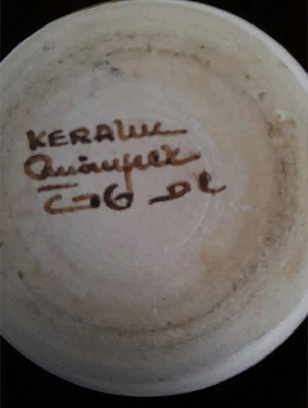 Vintage Keraluc Quimper tobacco jar with 5 integrated pipe holders