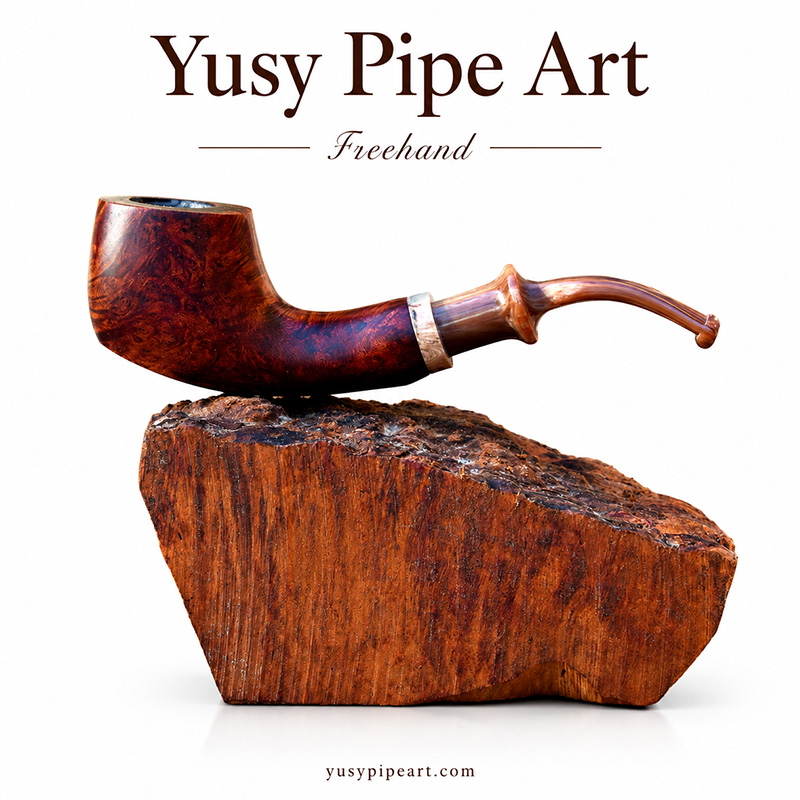 Pipa para tabaco Freehand Sitter elaborada por Yusy Pipe At en brezo color marrón