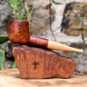 Natural Briar Billiard tobacco Pipe with Cream Stem